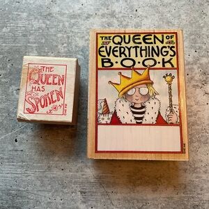 All Night Media Mary Engelbreit Queen Everything Wood Rubber Ink Stamp ME Vtg